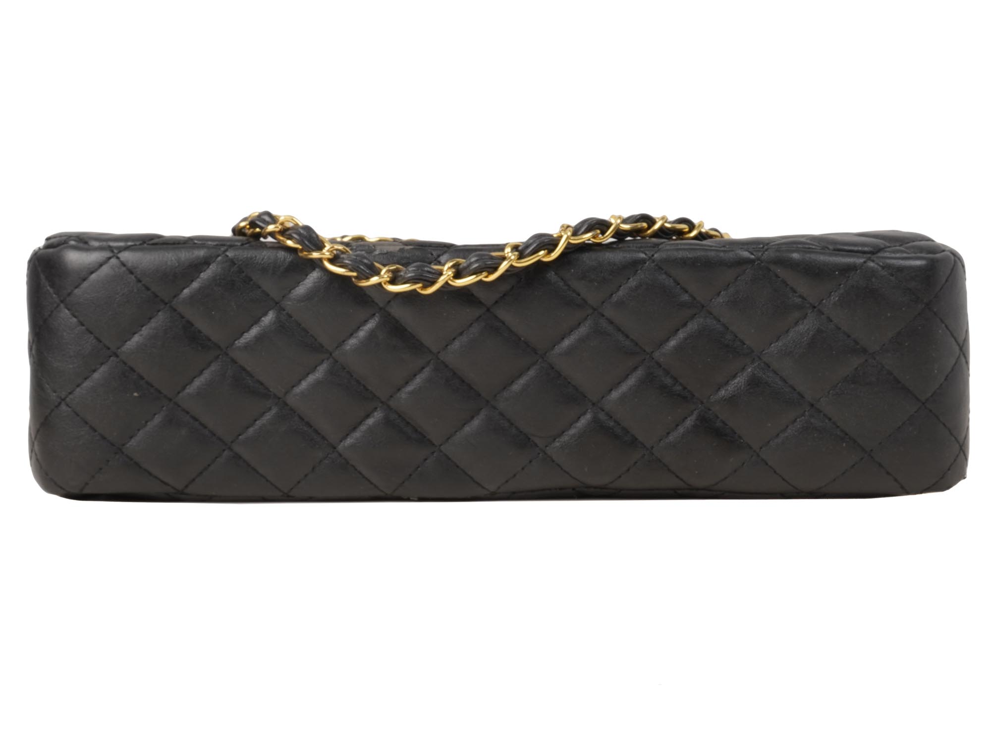 CHANEL STYLE FLAP QUILTED BLACK LEATHER BAG PURSE PIC-4